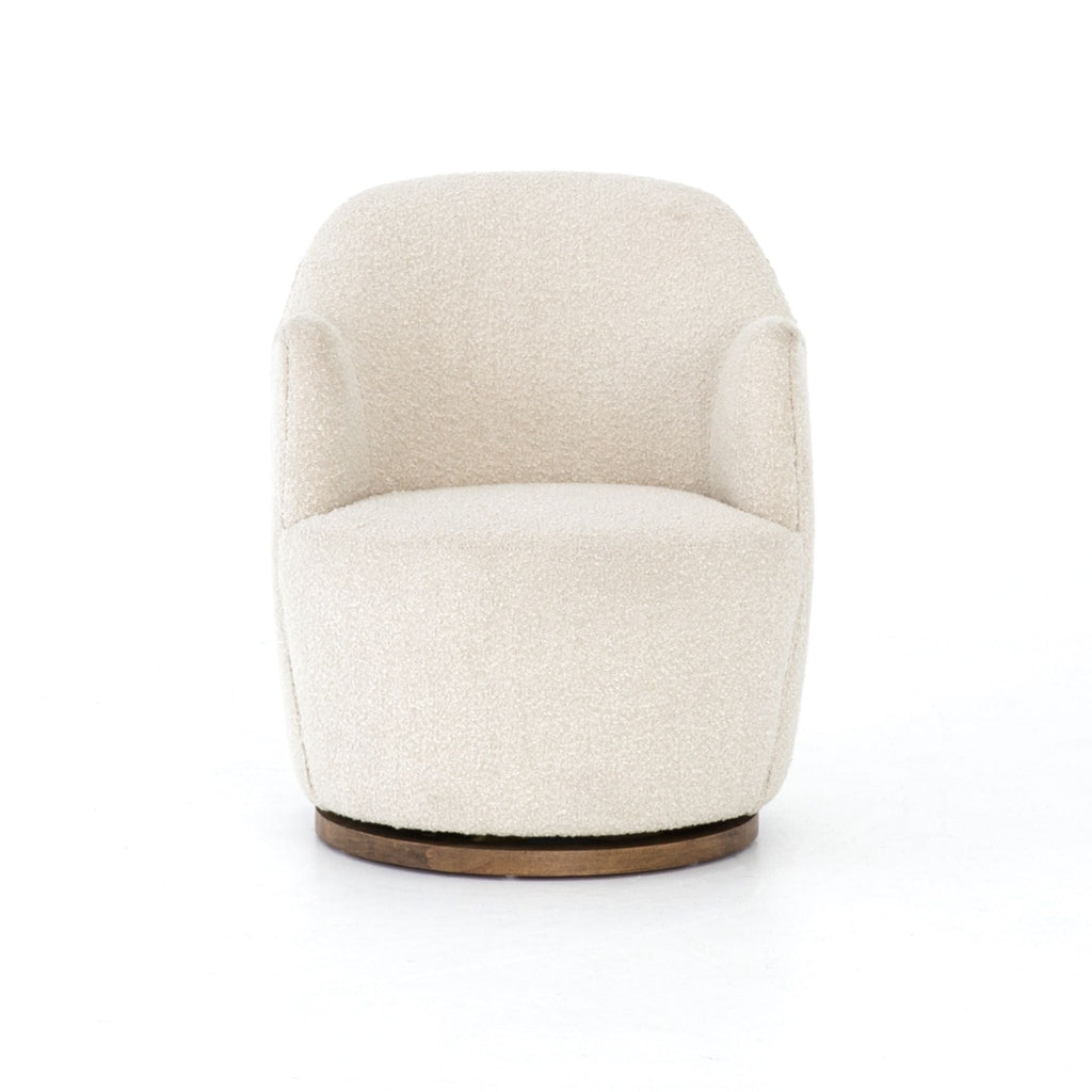 Bouclé Swivel Chair, Performance Knoll Natural, Delivered to You Sooner