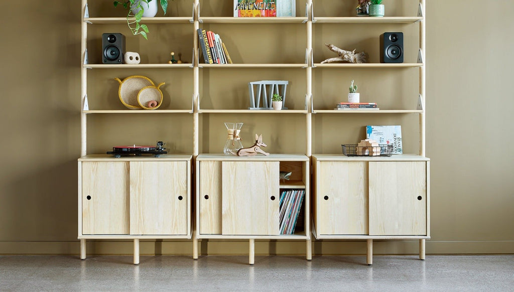 Branch Large Cabinet – Modular Storage with Smooth - Glide Doors & Tech Integration - Sage InteriorsGusCabinet