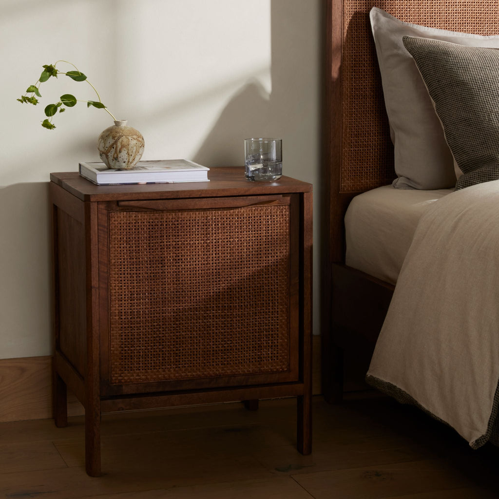 Brown Mango Caned Nightstand - Sage InteriorsFHNightstands