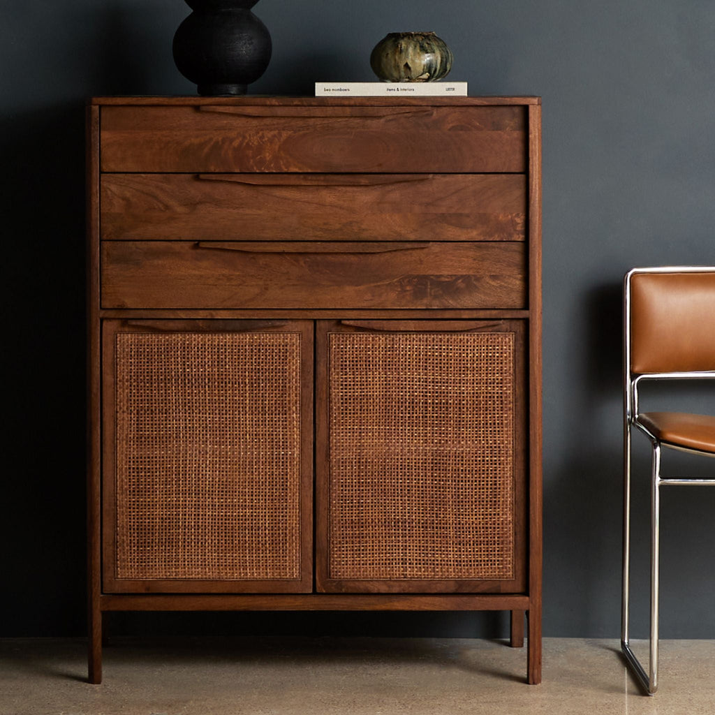 Brown Mango Caned Tall Dresser - Sage InteriorsFHDressers