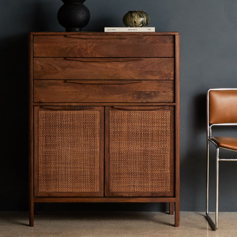 Brown Mango Caned Tall Dresser - Sage InteriorsFHDressers