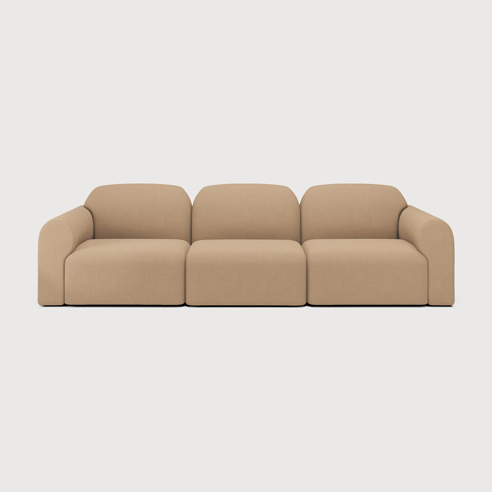 Bulky Modular Sofa Set – 1 Seater + End Seaters with Left & Right Arm – Light Sepia Upholstery - Sage InteriorsEthnicraftSofa
