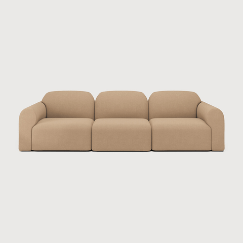 Bulky Modular Sofa Set – 1 Seater + End Seaters with Left & Right Arm – Light Sepia Upholstery - Sage InteriorsEthnicraftSofa