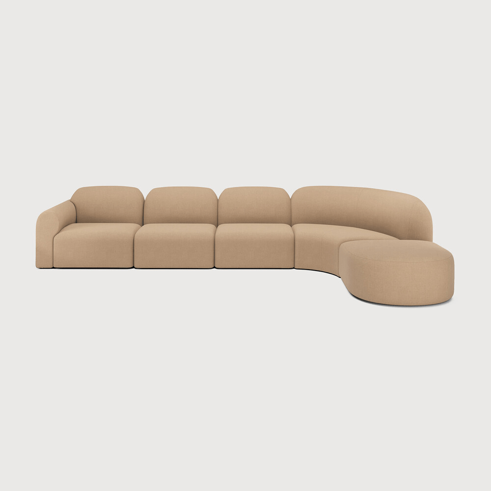 Bulky Modular Sofa Set – Light Sepia Extra - Large Sectional with Semi - Circle Footstool - Sage InteriorsEthnicraftSofa