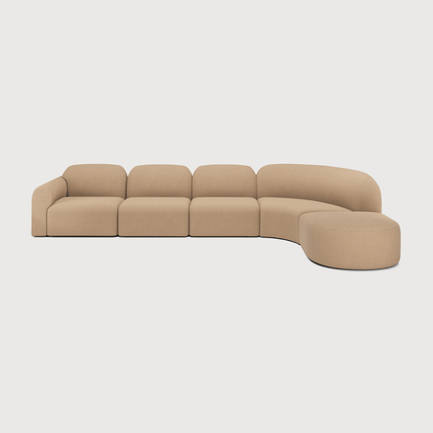 Bulky Modular Sofa Set – Light Sepia Extra - Large Sectional with Semi - Circle Footstool - Sage InteriorsEthnicraftSofa