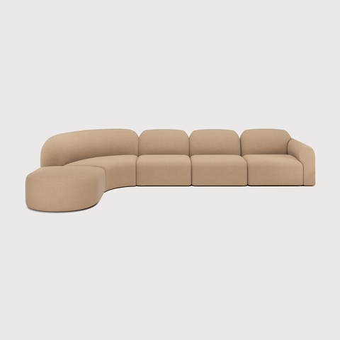Bulky Modular Sofa Set – Light Sepia Extra - Large Sectional with Semi - Circle Footstool - Sage InteriorsEthnicraftSofa