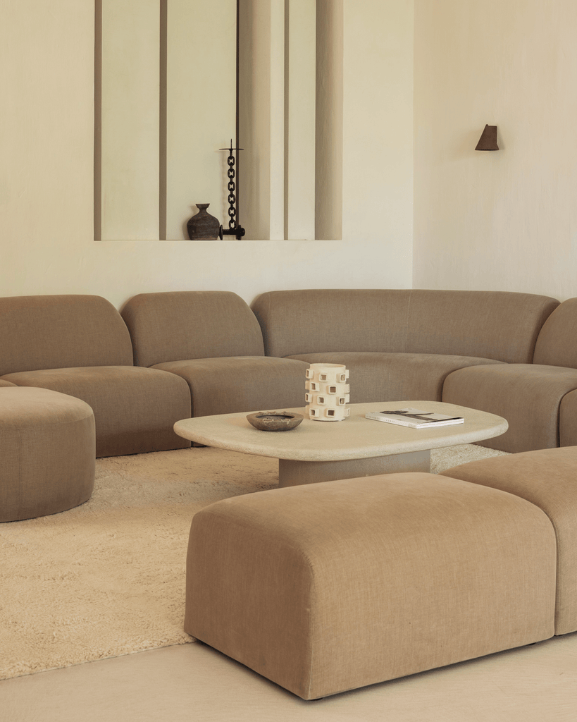 Bulky Modular Sofa Set – Light Sepia Extra - Large Upholstered Sectional - Sage InteriorsEthnicraftSofa