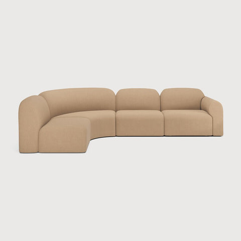 Bulky Modular Sofa Set – Light Sepia Upholstery – 121.5" Wide Contemporary Design - Sage InteriorsEthnicraftSofa