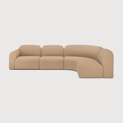 Bulky Modular Sofa Set – Light Sepia Upholstery – 121.5" Wide Contemporary Design - Sage InteriorsEthnicraftSofa