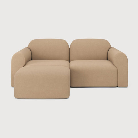Bulky Modular Sofa Set – Light Sepia Upholstery – 75" Wide with Standard Footstool - Sage InteriorsEthnicraftSofa