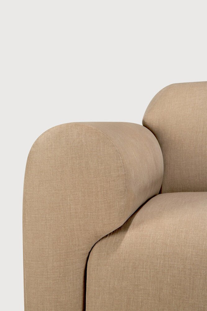 Bulky Modular Sofa Set – Light Sepia Upholstery – 75" with Semi - Circle Footstool - Sage InteriorsEthnicraftSofa