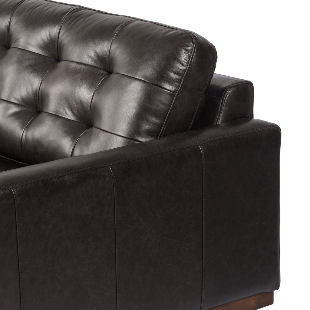 Button Perfection Sofa, Black Leather 73" - Sage InteriorsFH