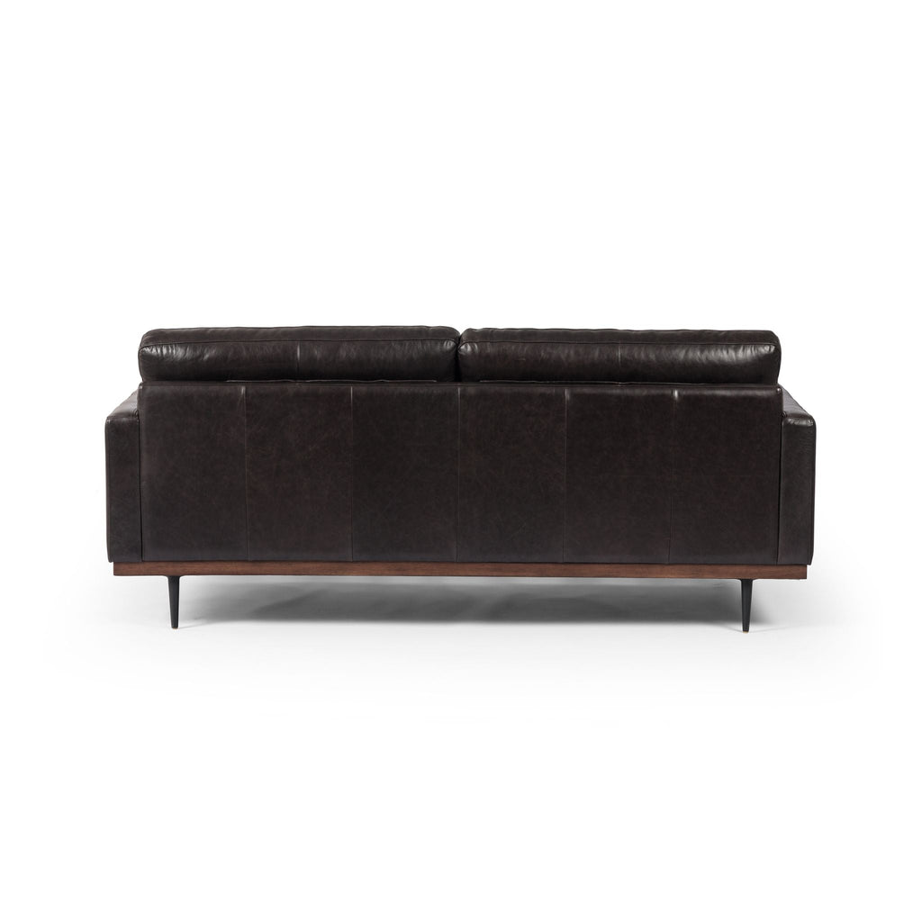 Button Perfection Sofa, Black Leather 73" - Sage InteriorsFH