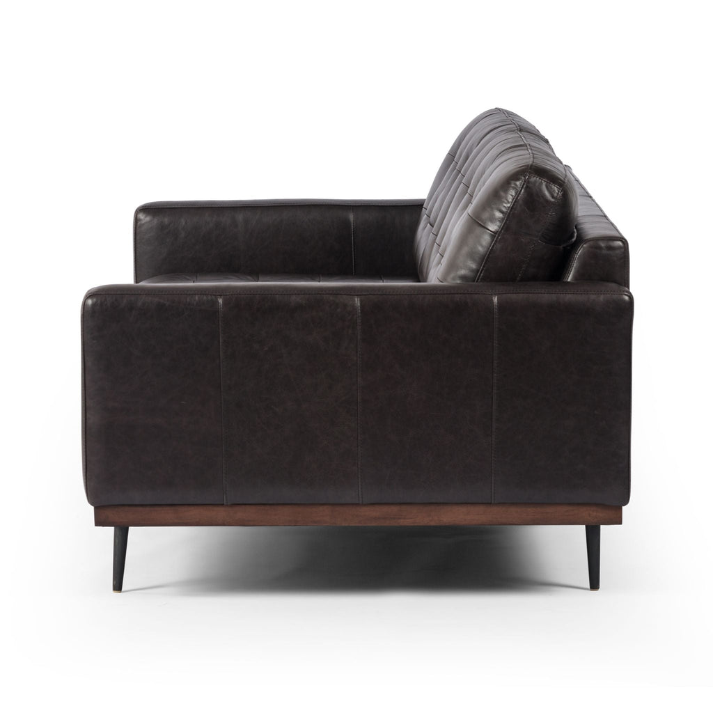 Button Perfection Sofa, Black Leather 73" - Sage InteriorsFH