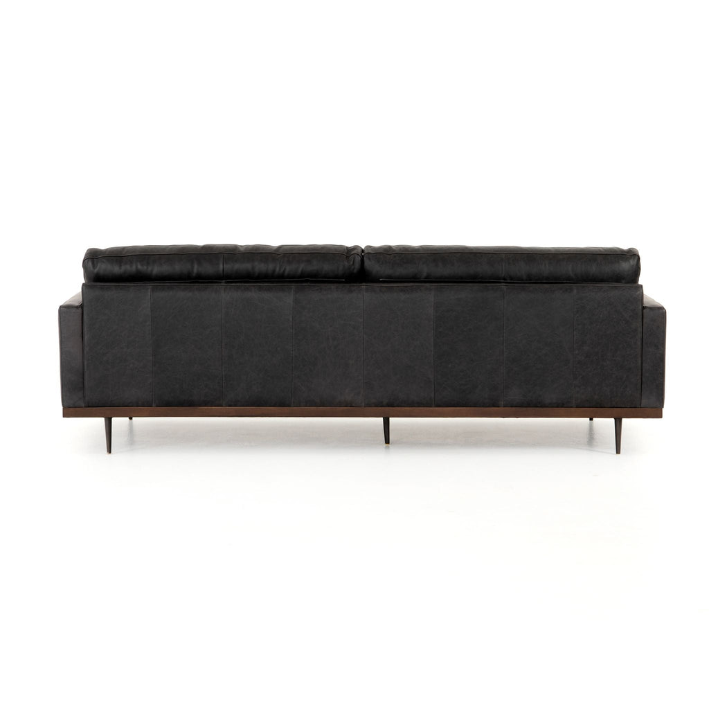 Button Perfection Sofa, Black Leather 89" - Sage InteriorsFH