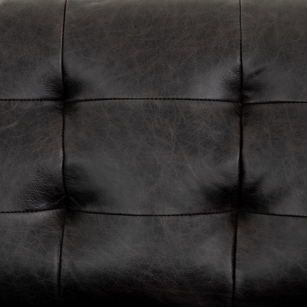 Button Perfection Sofa, Black Leather 89" - Sage InteriorsFH