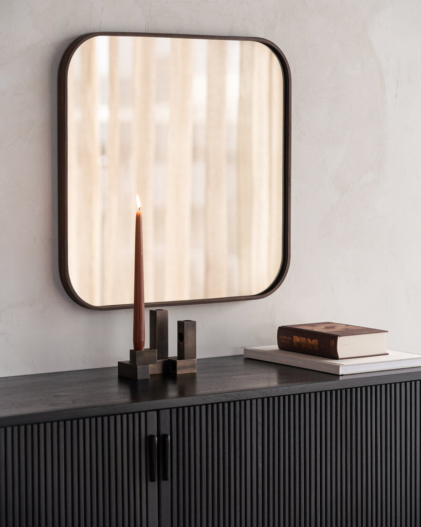 Camber Wall Mirror Bronze Finish with Walnut Corners Sage Interiors - Sage InteriorsEthnicraftMirror