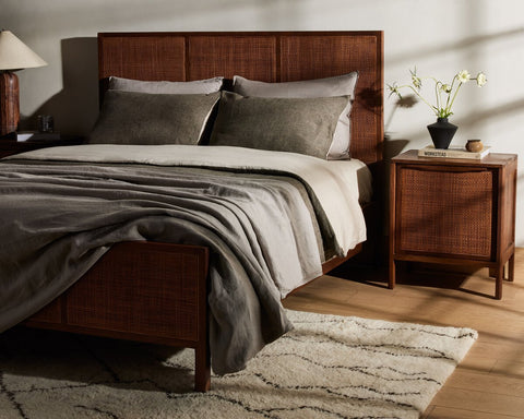 Caned Mano Bed, Brown Wash - Sage InteriorsFour HandsBeds & Bed Frames