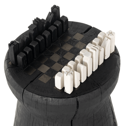 Carbonized black chess table - Sage InteriorsFH