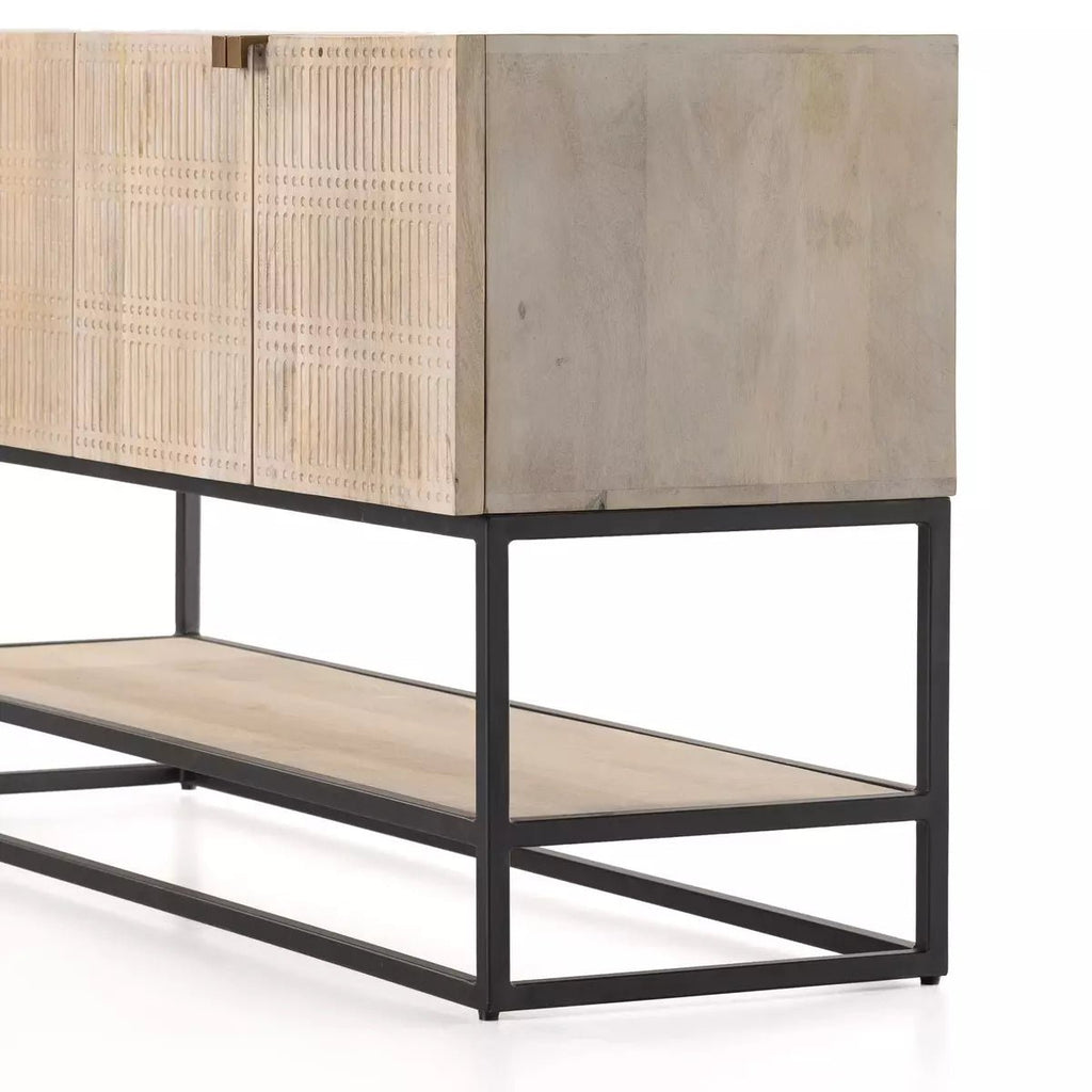 Carved Mango Media Cabinet, Light Washed Small - Sage InteriorsFour HandsMedia Stand