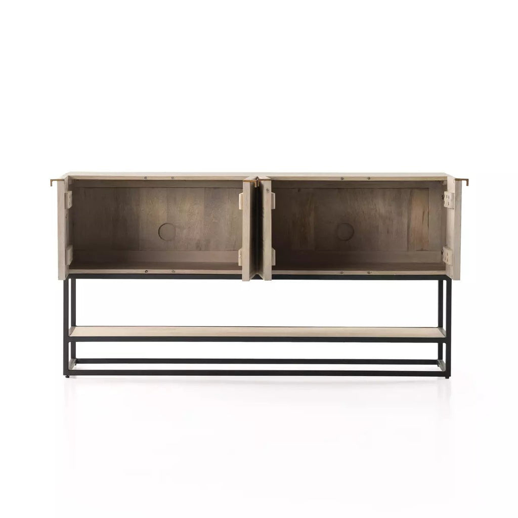 Carved Mango Media Cabinet, Light Washed Small - Sage InteriorsFour HandsMedia Stand