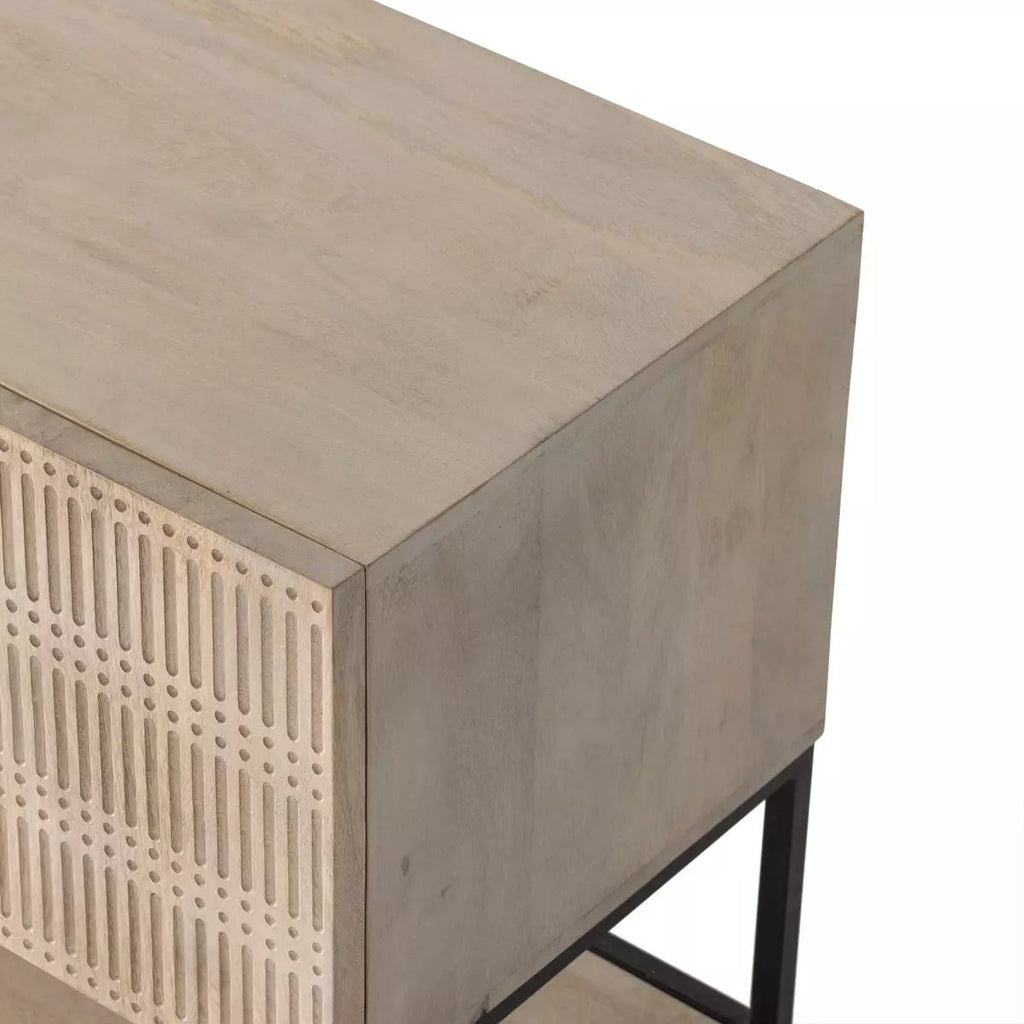 Carved Mango Media Cabinet, Light Washed Small - Sage InteriorsFour HandsMedia Stand