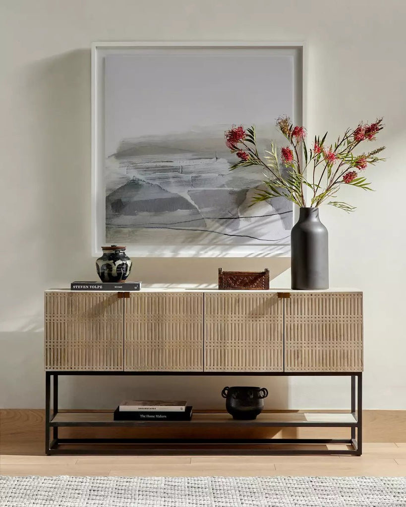 Carved Mango Media Cabinet, Light Washed Small - Sage InteriorsFour HandsMedia Stand