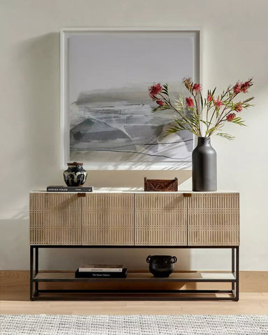 Carved Mango Media Cabinet, Light Washed Small - Sage InteriorsFour HandsMedia Stand