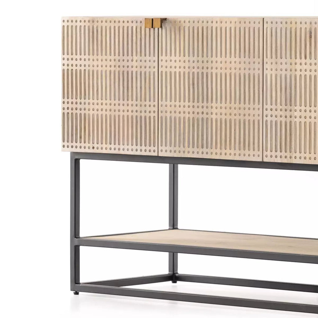 Carved Mango Media Cabinet, Light Washed Small - Sage InteriorsFour HandsMedia Stand