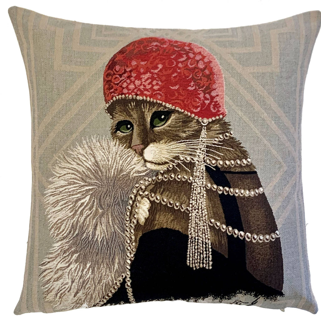 Cat Decor - Decorative Throw Pillow - Cat Art Gift - Sage Interiorsyapatkwa - art of the loom