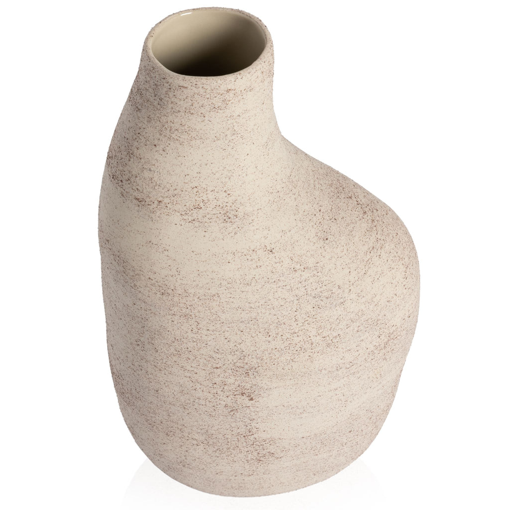 Badan Ceramic Vase, Distressed Creme