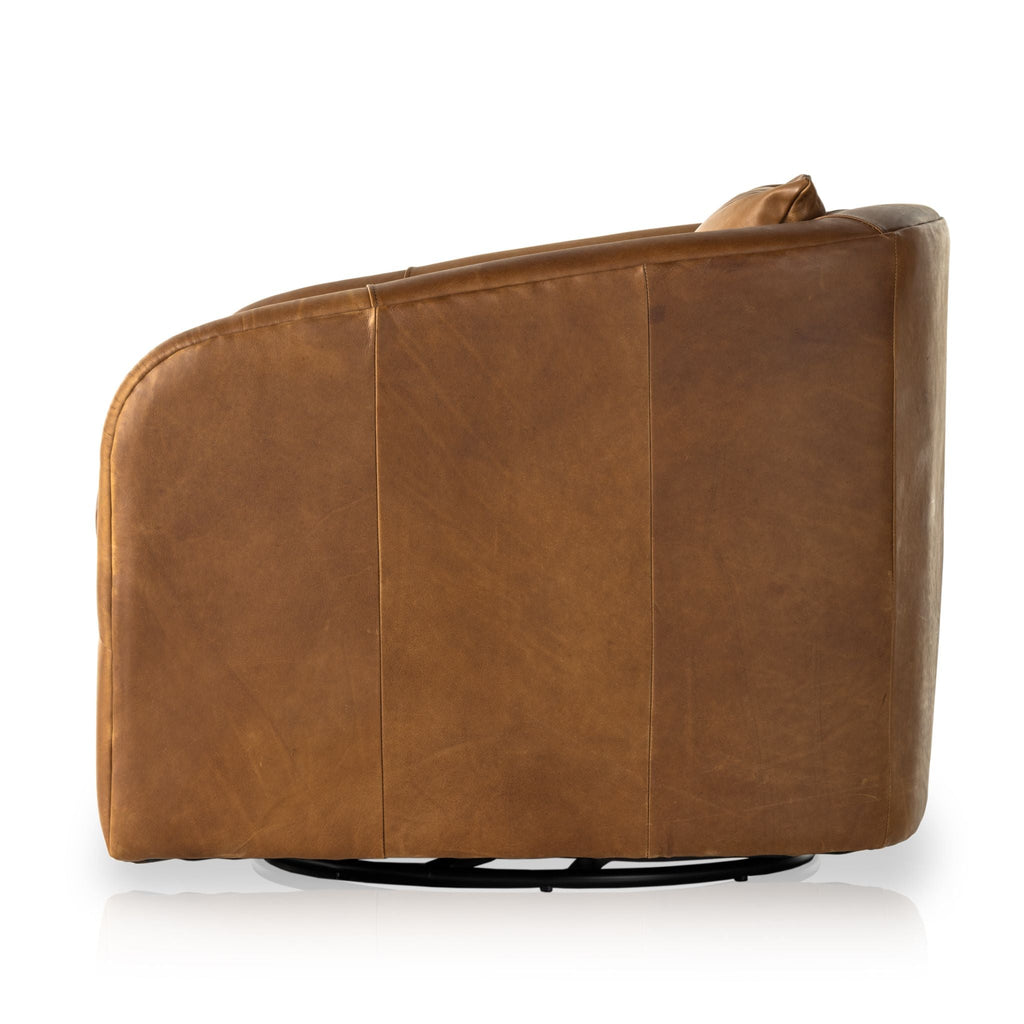 Cigar Leather Swivel Chair - Sage InteriorsFHAccent Chair