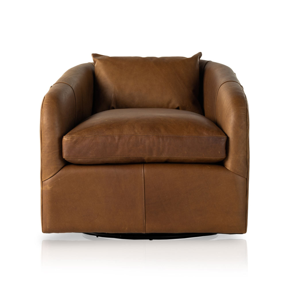 Cigar Leather Swivel Chair - Sage InteriorsFHAccent Chair
