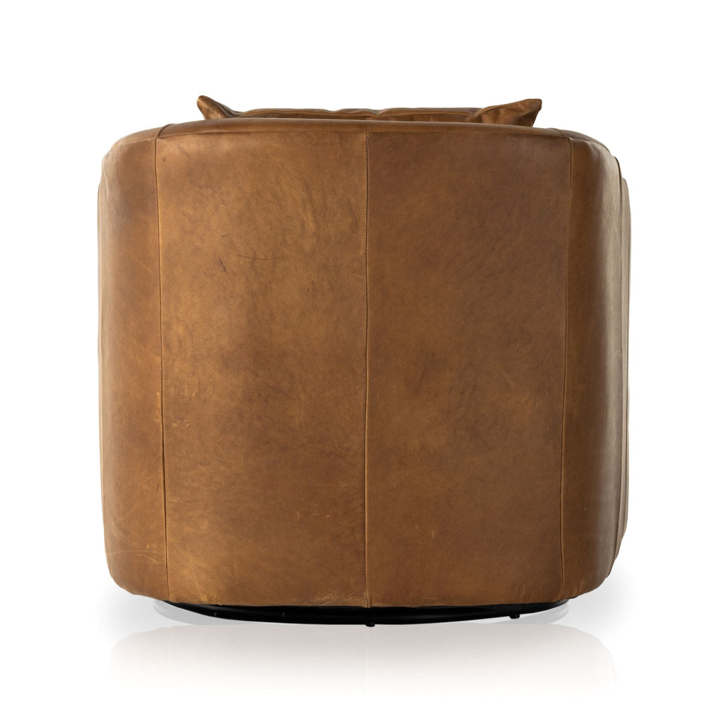 Cigar Leather Swivel Chair - Sage InteriorsFHAccent Chair