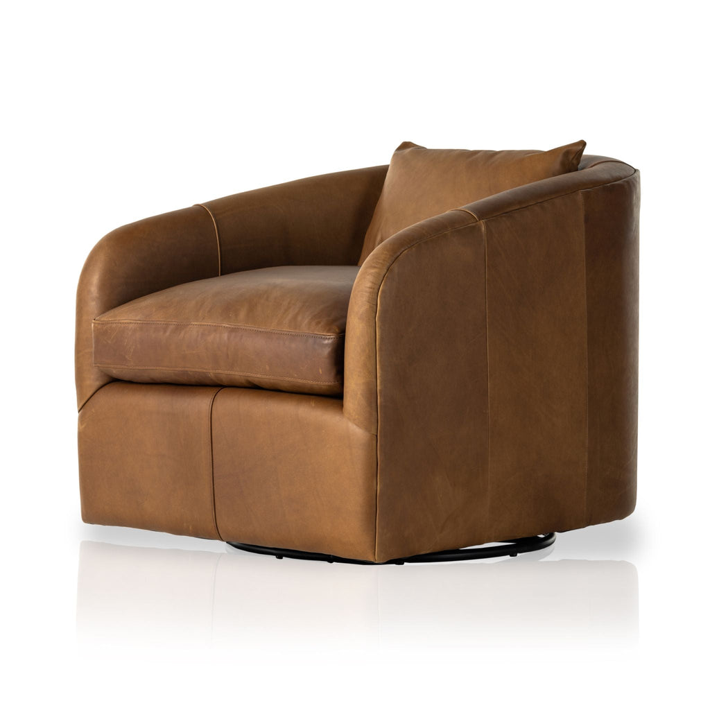 Cigar Leather Swivel Chair - Sage InteriorsFHAccent Chair