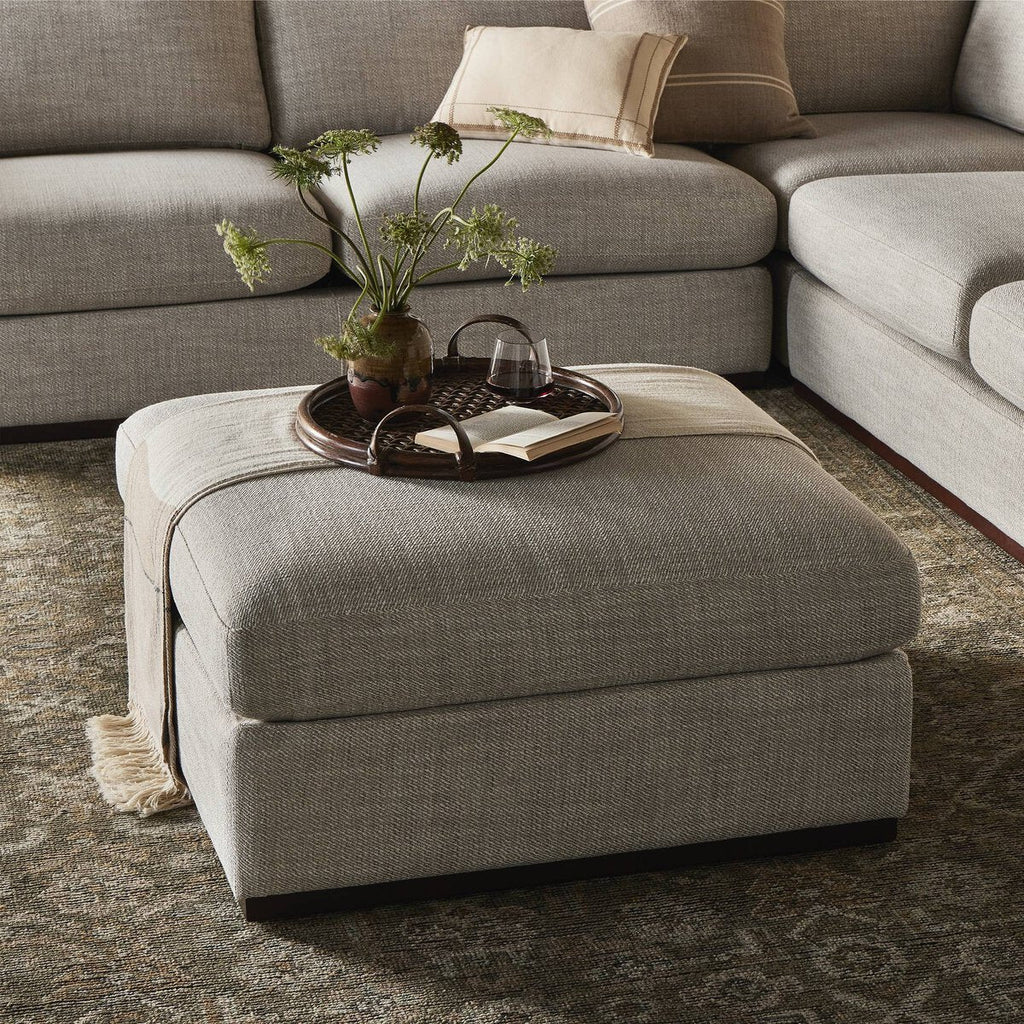 Colt Sectional Ottoman – Custom Upholstered Square Ottoman in Surrey Auburn & Aged Sienna - Sage InteriorsFour HandsColt