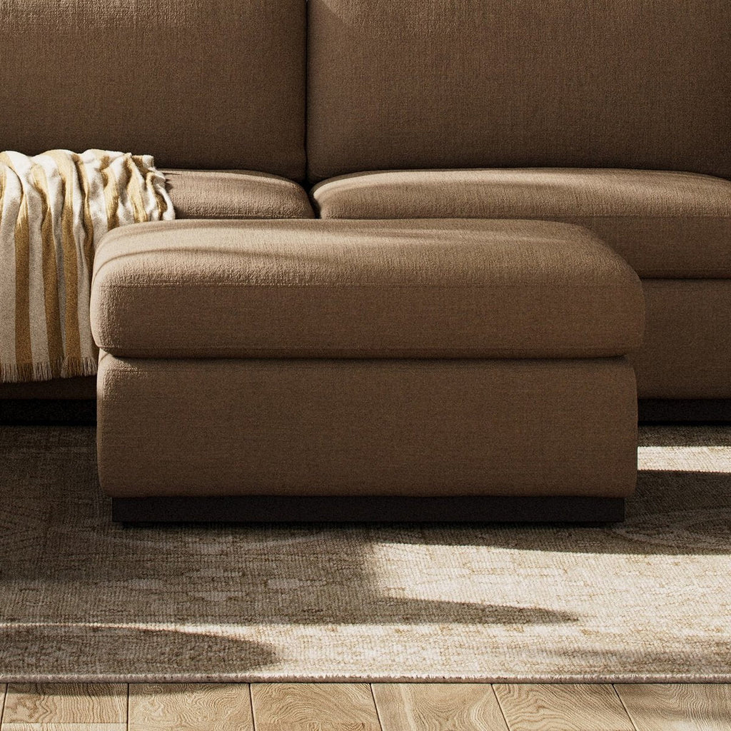 Colt Sectional Ottoman – Custom Upholstered Square Ottoman in Surrey Auburn & Aged Sienna - Sage InteriorsFour HandsColt