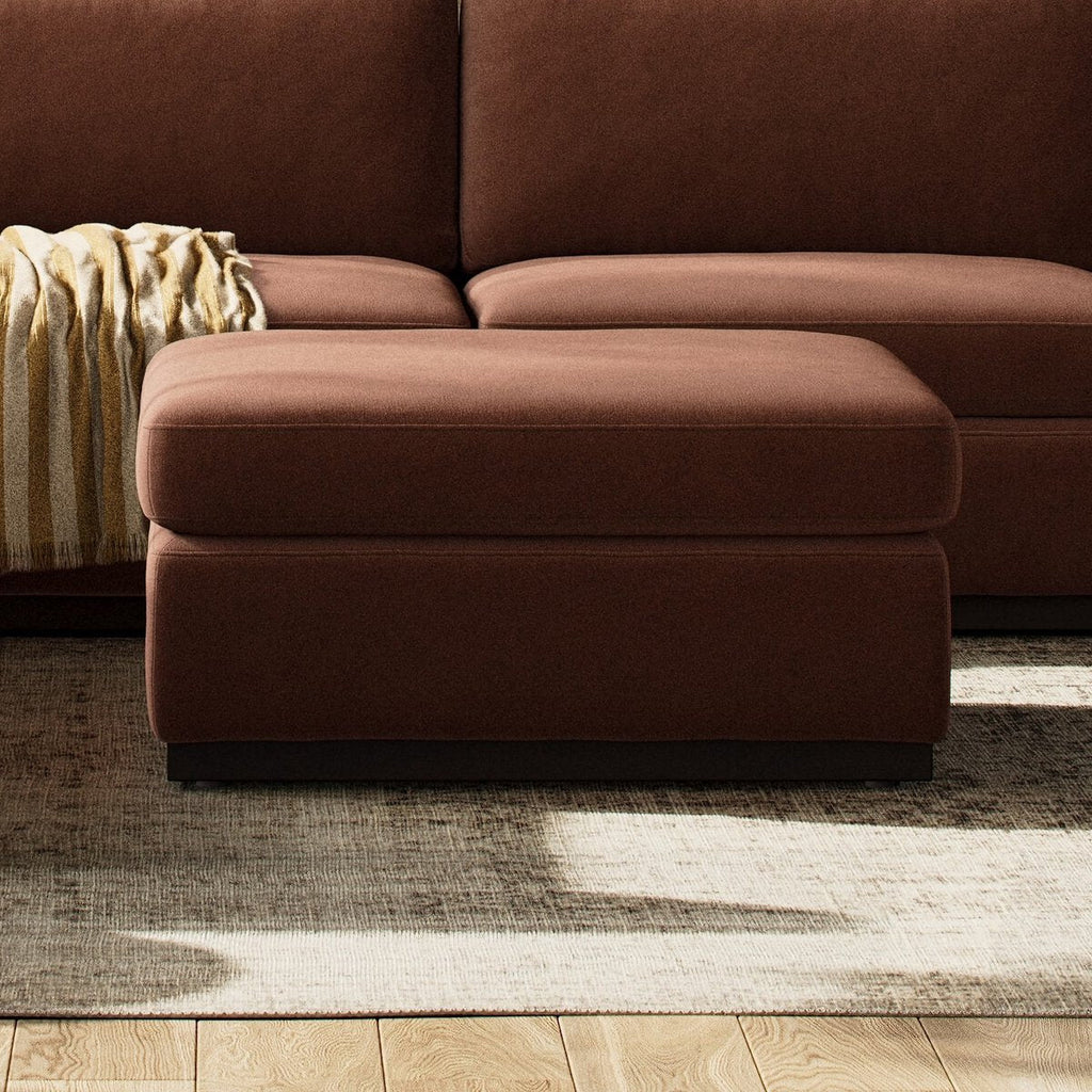 Colt Sectional Ottoman – Custom Upholstered Square Ottoman in Surrey Auburn & Aged Sienna - Sage InteriorsFour HandsColt