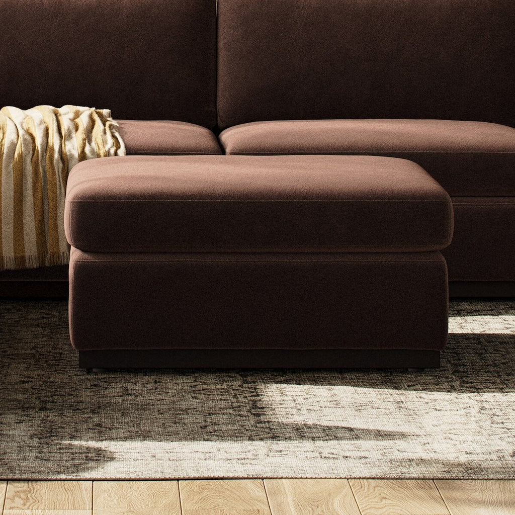 Colt Sectional Ottoman – Custom Upholstered Square Ottoman in Surrey Auburn & Aged Sienna - Sage InteriorsFour HandsColt