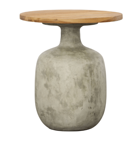 Concrete Teak Outdoor Side Table - Sage InteriorsDovetail