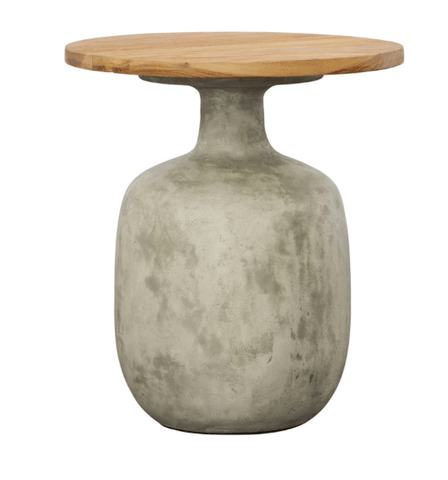 Concrete Teak Outdoor Side Table - Sage InteriorsDovetail