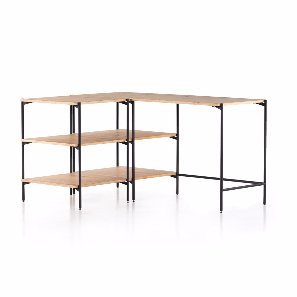 Contrast Modular Desk with Open Shelving Unit - Sage InteriorsFHDesk