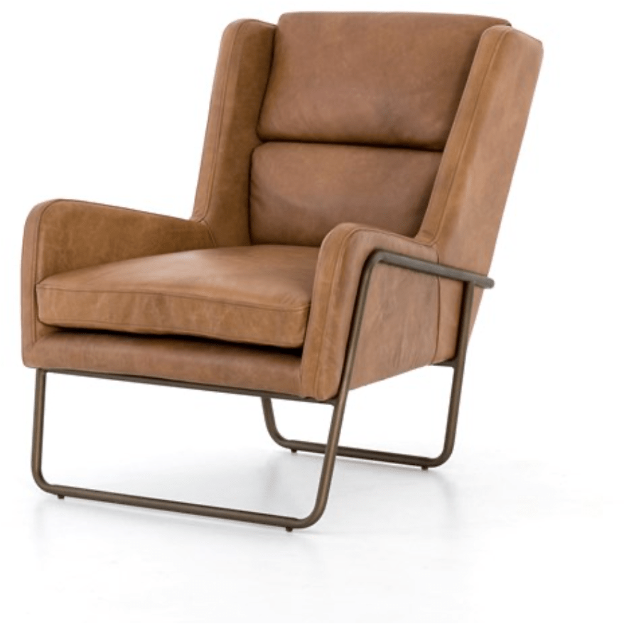 Copper Leather and Aged Brass Armchair - Sage InteriorsFH