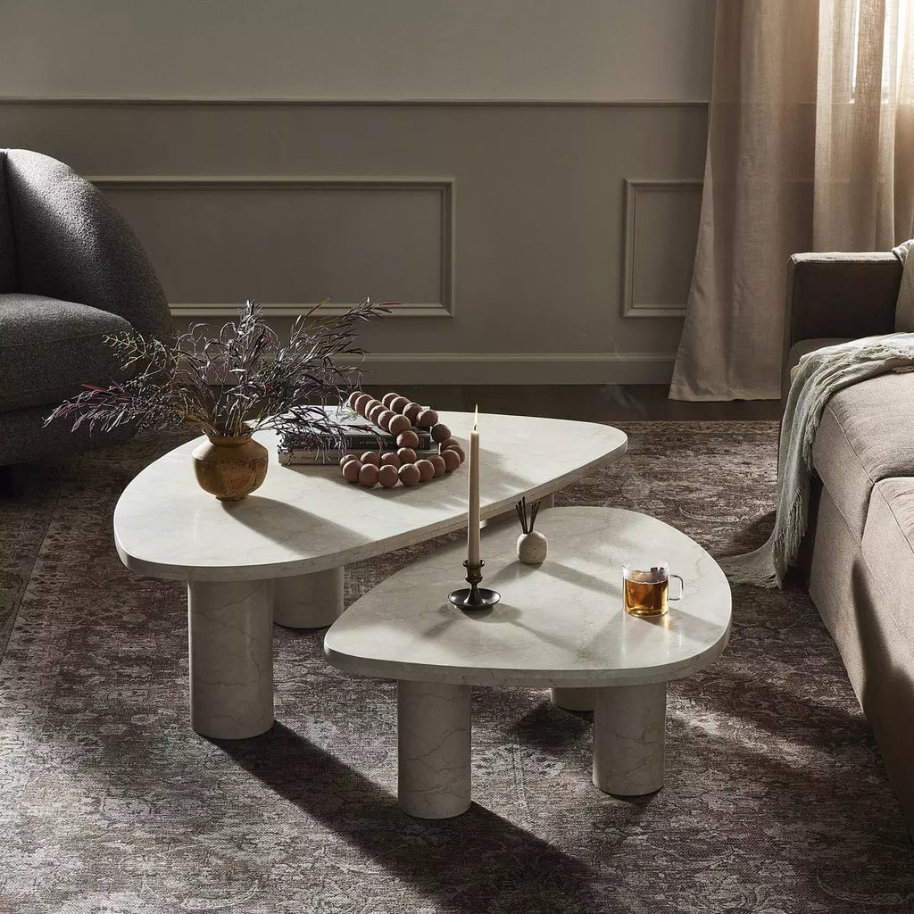 Cream Marble Nesting Coffee Tables - Sage InteriorsFour Handscoffee table