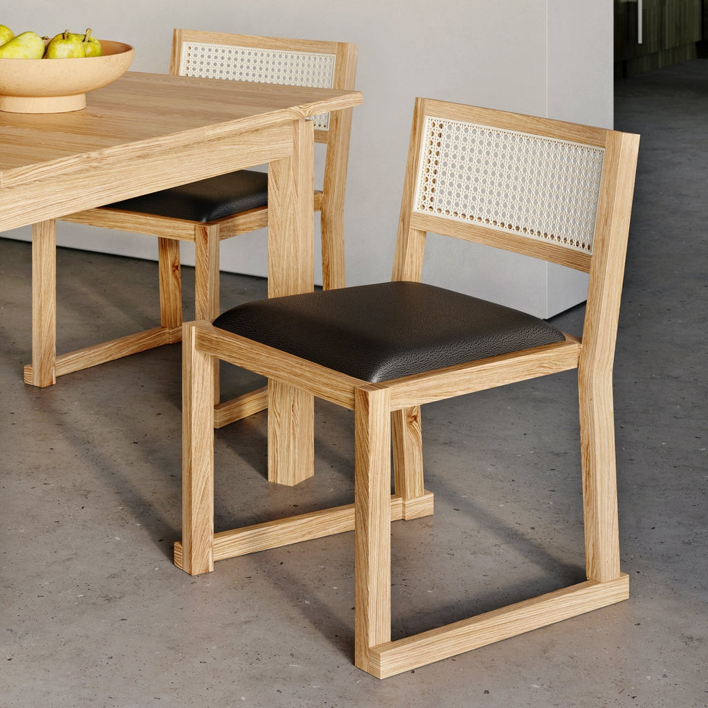 Eglinton Dining Chair – Cane Back, Faux Leather Seat & Solid Wood Frame - Sage InteriorsSage InteriorsDining Chair
