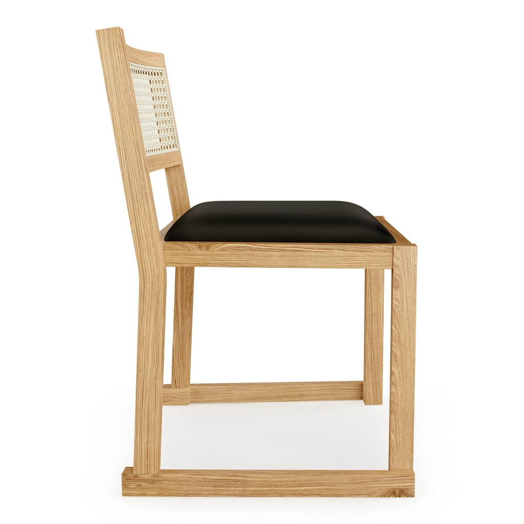 Eglinton Dining Chair – Cane Back, Faux Leather Seat & Solid Wood Frame - Sage InteriorsSage InteriorsDining Chair
