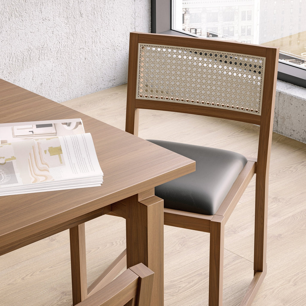 Eglinton Dining Chair – Cane Back, Faux Leather Seat & Solid Wood Frame - Sage InteriorsSage InteriorsDining Chair