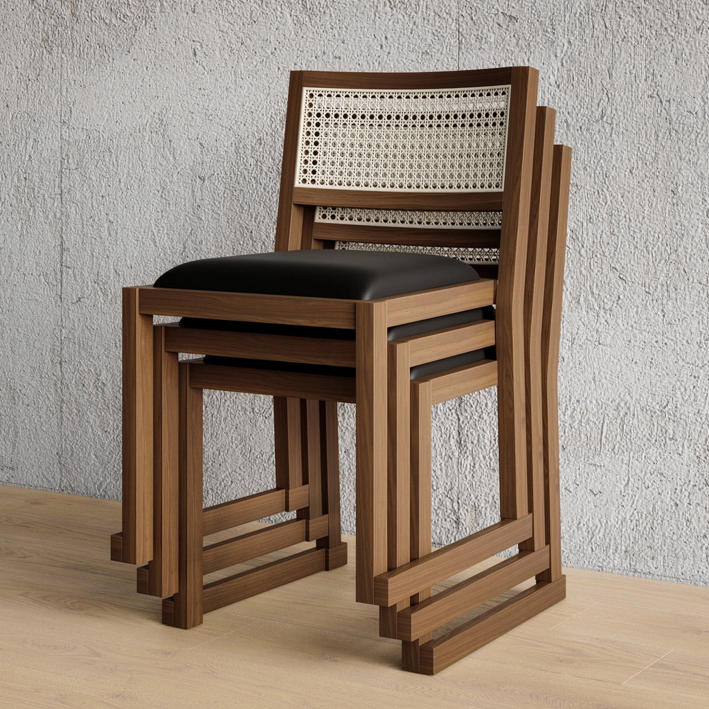 Eglinton Dining Chair – Cane Back, Faux Leather Seat & Solid Wood Frame - Sage InteriorsSage InteriorsDining Chair