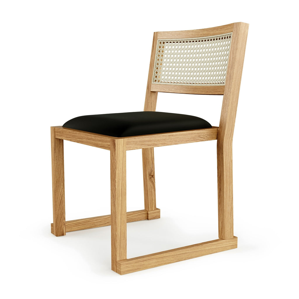 Eglinton Dining Chair – Cane Back, Faux Leather Seat & Solid Wood Frame - Sage InteriorsSage InteriorsDining Chair