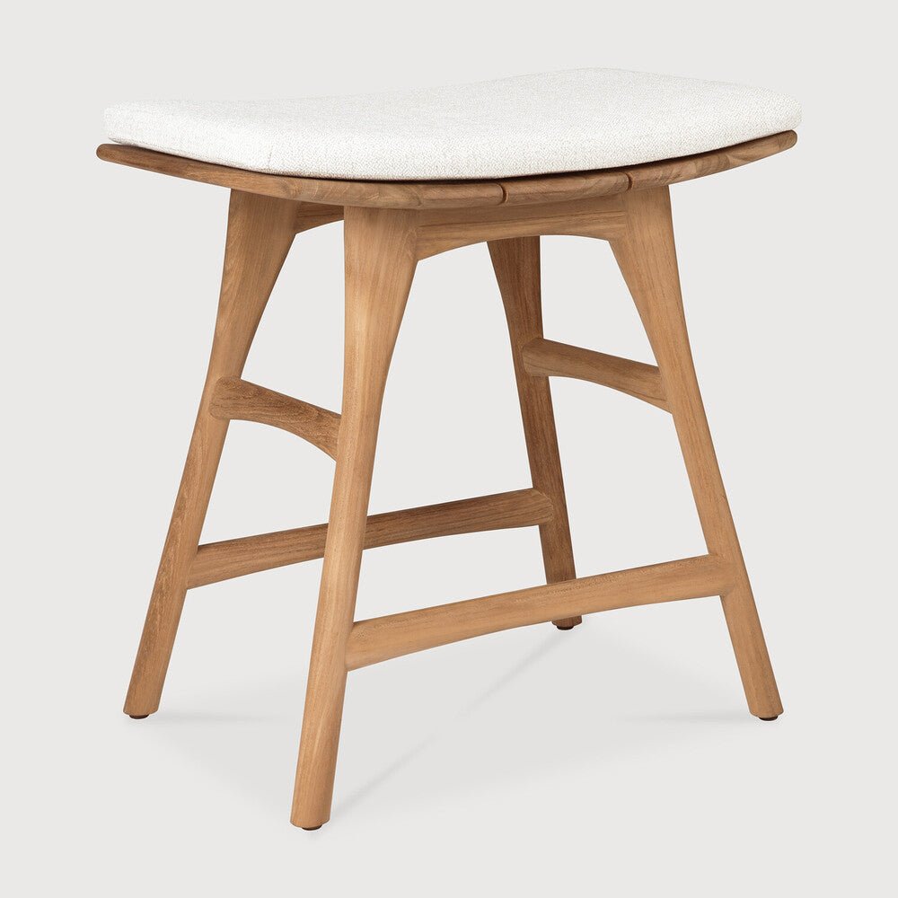 Elegant Osso Outdoor Stool – Sculptural Teak Frame & Cozy Quick‑Dry Pad - Sage InteriorsSage InteriorsOutdoor Stool